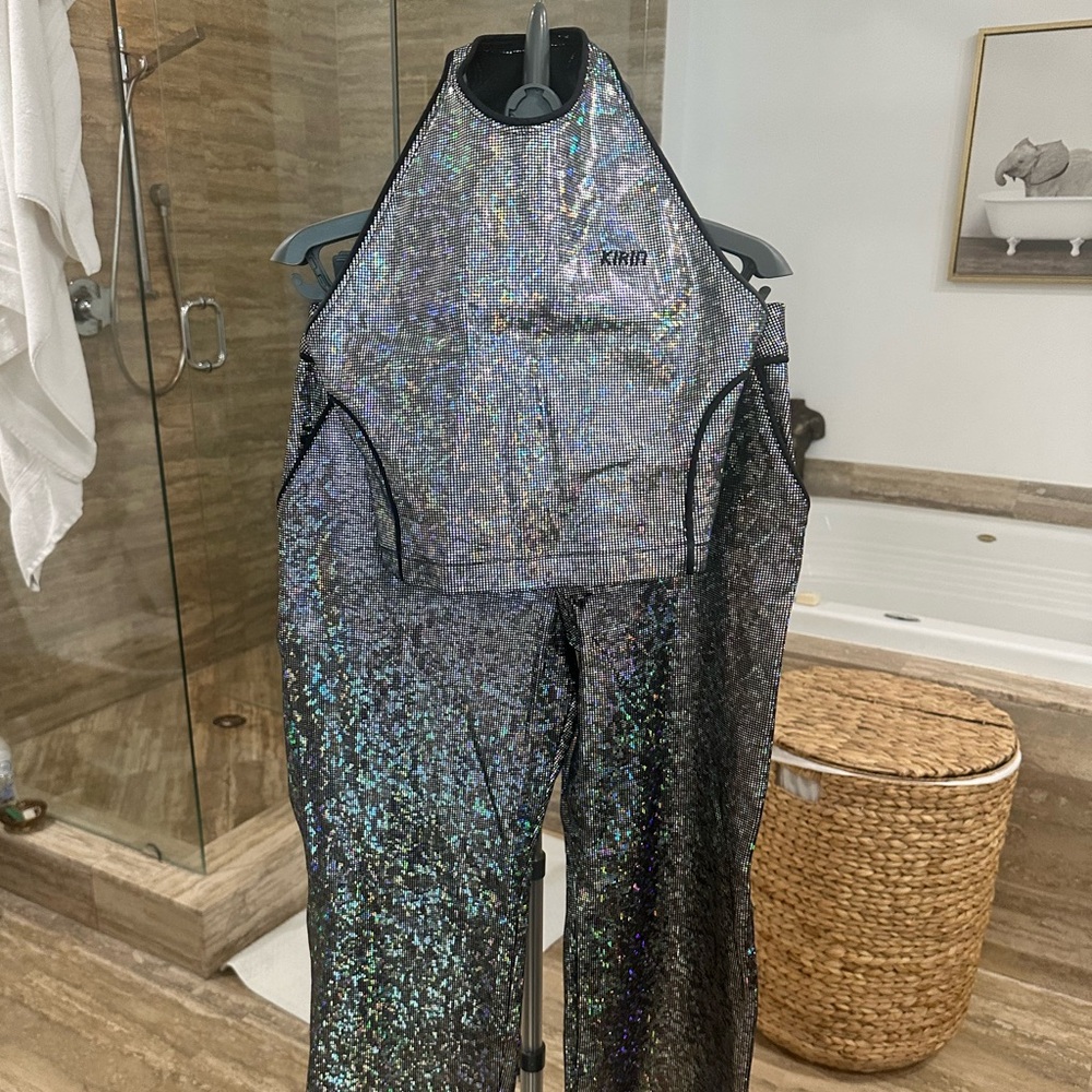 Kirin Peggy Gou holographic disco ball top & pants / NYE, Sz 42 US 4-6
